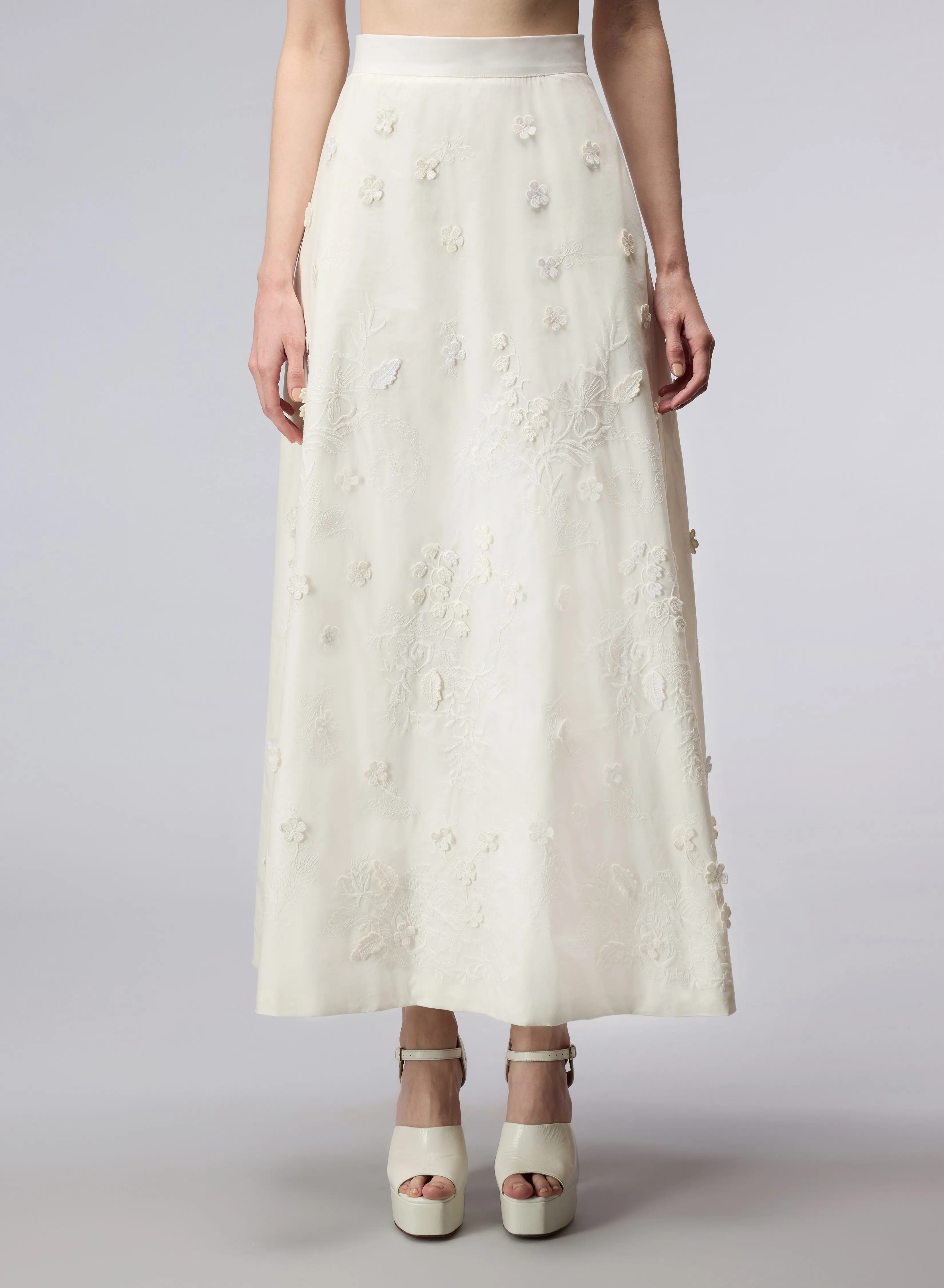 3D Embroidered Cotton Skirt
