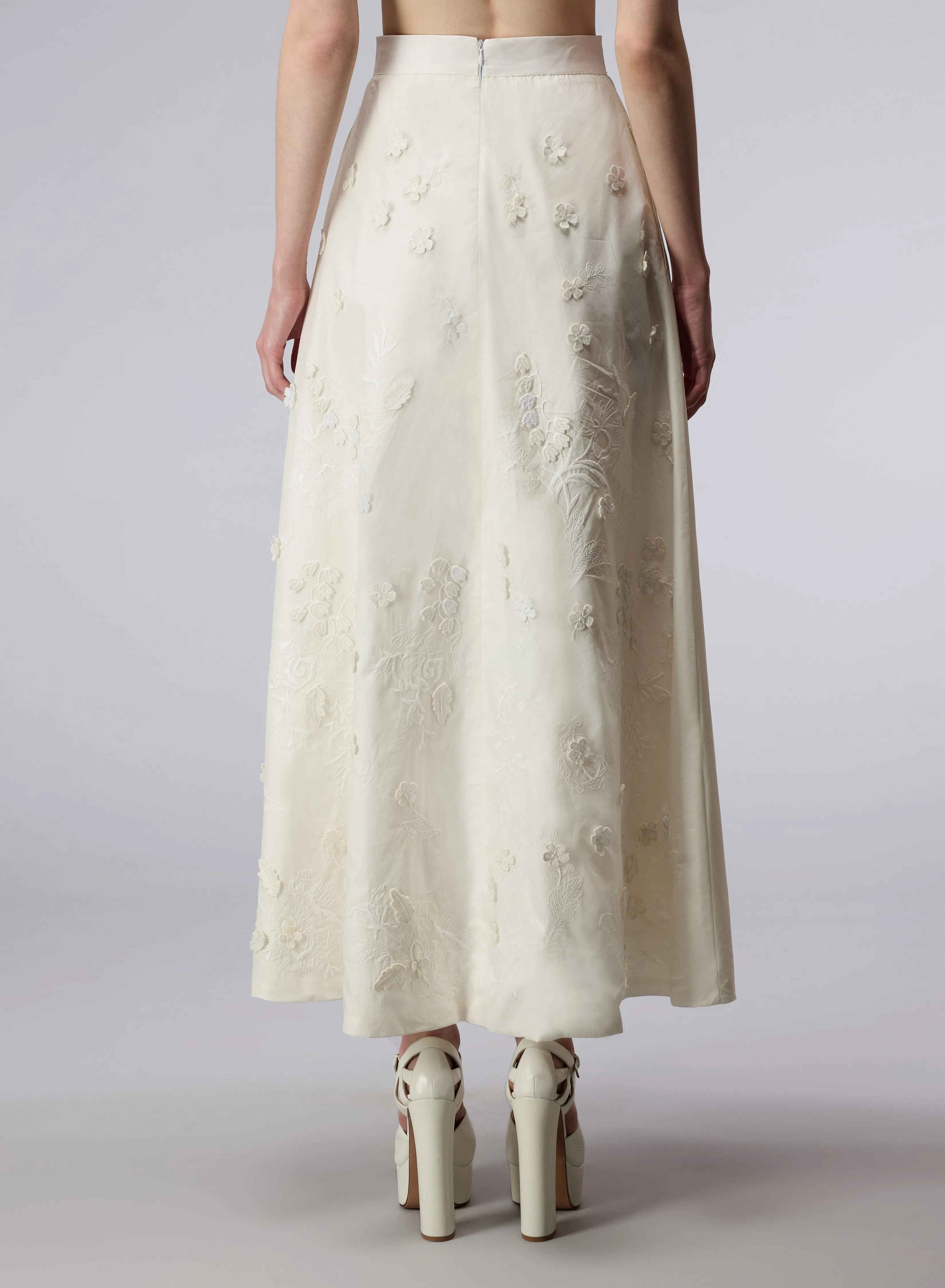 3D Embroidered Cotton Skirt