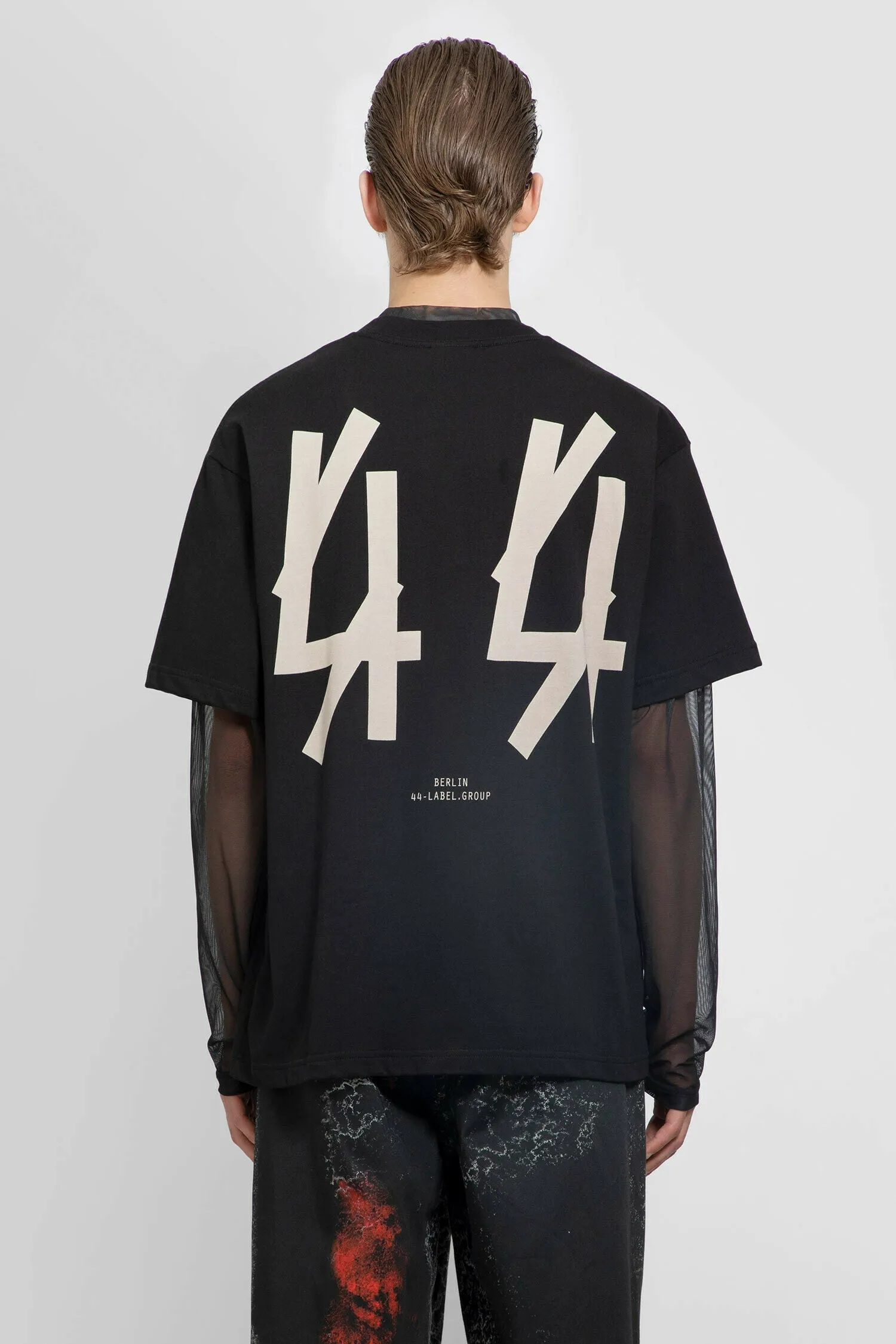 44 LABEL GROUP MAN BLACK T-SHIRTS & TANK TOPS