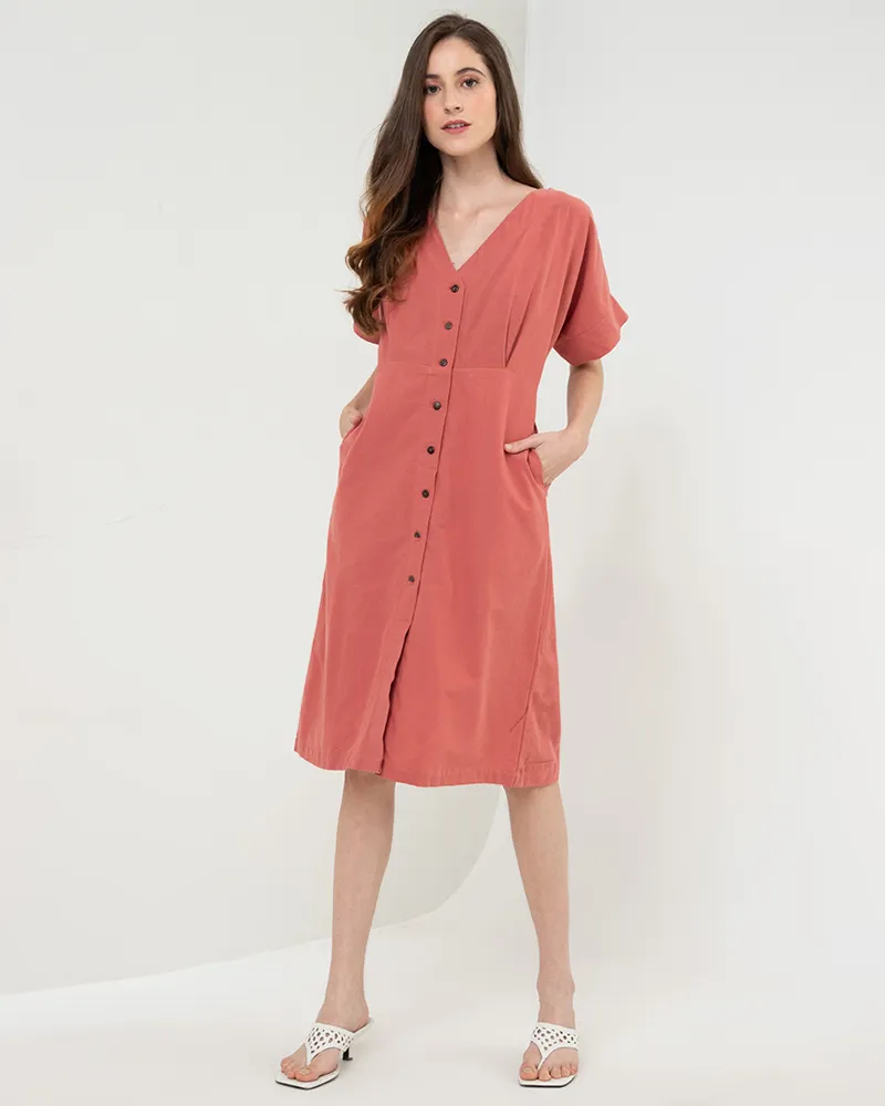 Alena Button Down Linen Short Dress