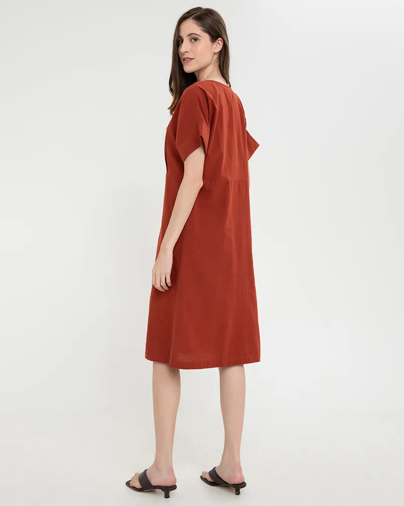 Alena Button Down Linen Short Dress