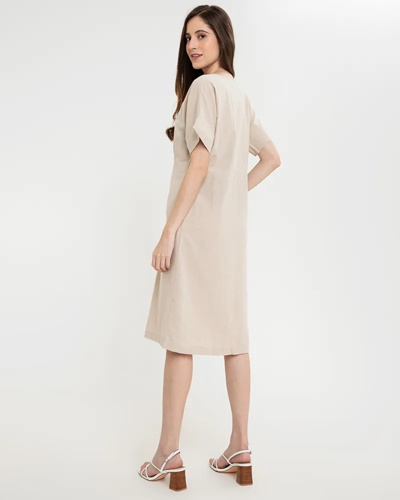 Alena Button Down Linen Short Dress