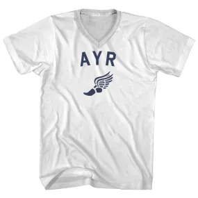 Ayr Running Track Winged Foot Adult Cotton V-neck T-shirt