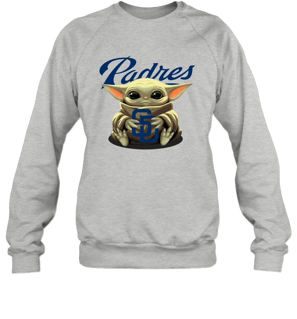Baby Yoda Hugs Loves The San Diego Padres Baseball Adult Sweatshirt