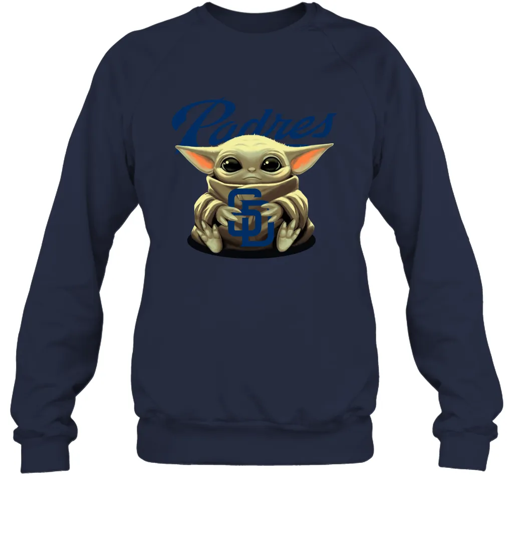 Baby Yoda Hugs Loves The San Diego Padres Baseball Adult Sweatshirt