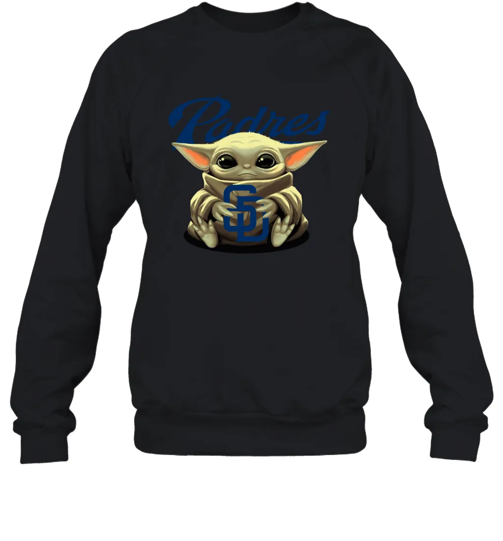 Baby Yoda Hugs Loves The San Diego Padres Baseball Adult Sweatshirt