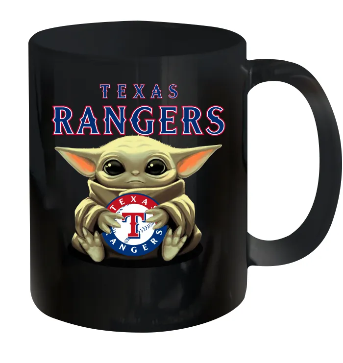 Baby Yoda Hugs Loves The Texas Rangers Baseball Ceramic Mug 11oz