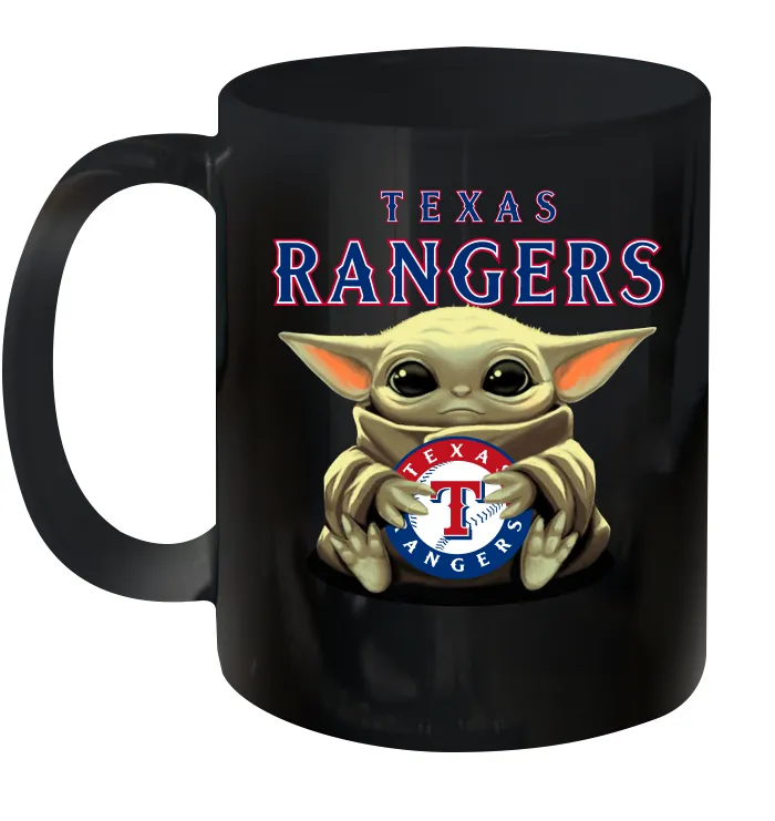 Baby Yoda Hugs Loves The Texas Rangers Baseball Ceramic Mug 11oz