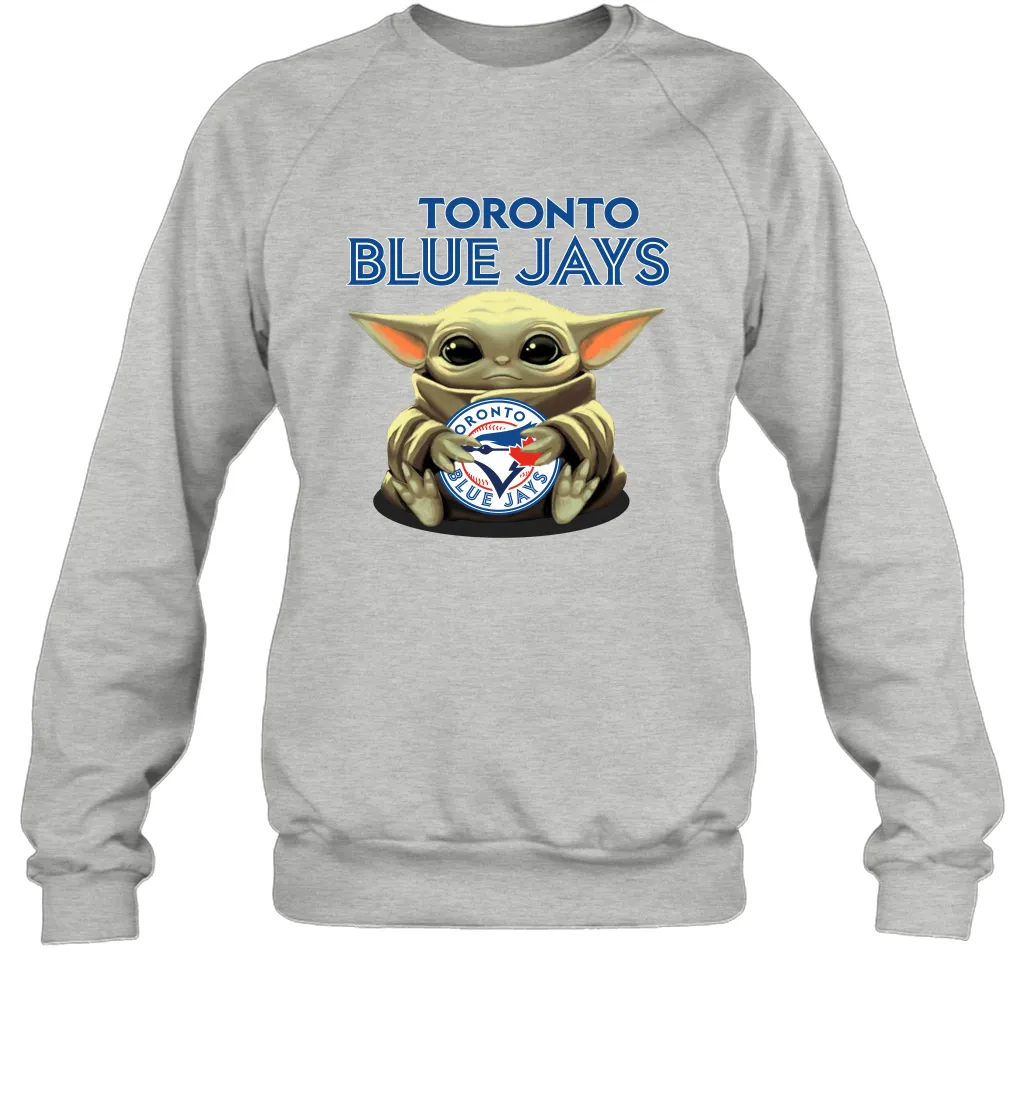 Baby Yoda Hugs Loves The Toronto Blue Jays Baseball Adult Sweatshirt