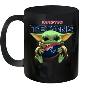 Baby Yoda Loves The Houston Texans Star Wars Baby Yoda Hugs Texans NFL Ceramic Mug 11oz