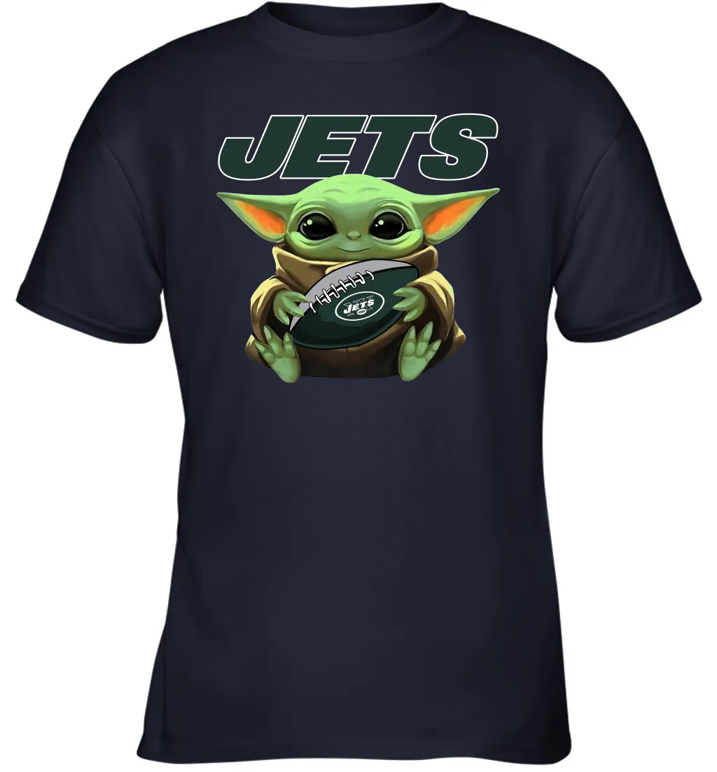 Baby Yoda Loves The New York Jets Star Wars Baby Yoda Hugs Jets NFL Youth T-Shirt