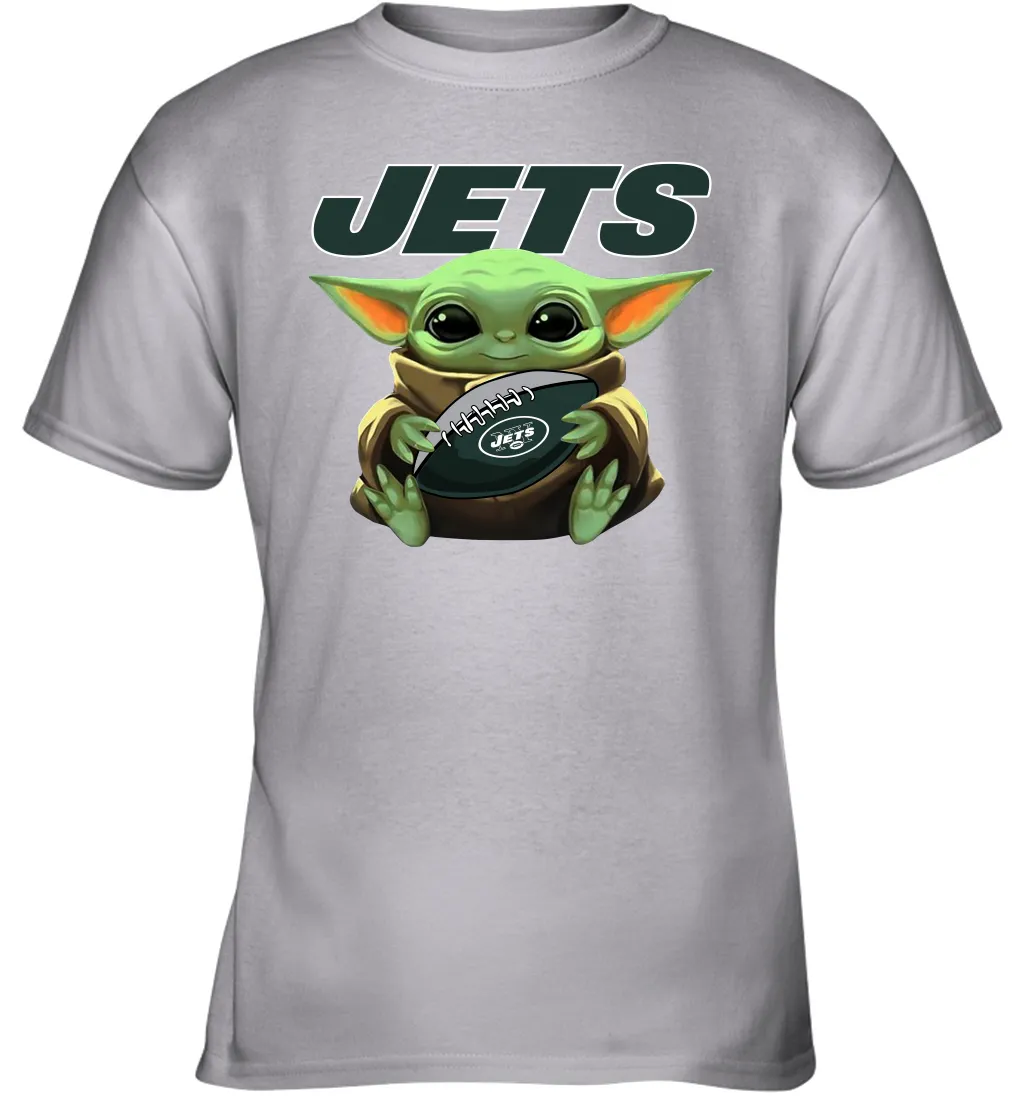 Baby Yoda Loves The New York Jets Star Wars Baby Yoda Hugs Jets NFL Youth T-Shirt