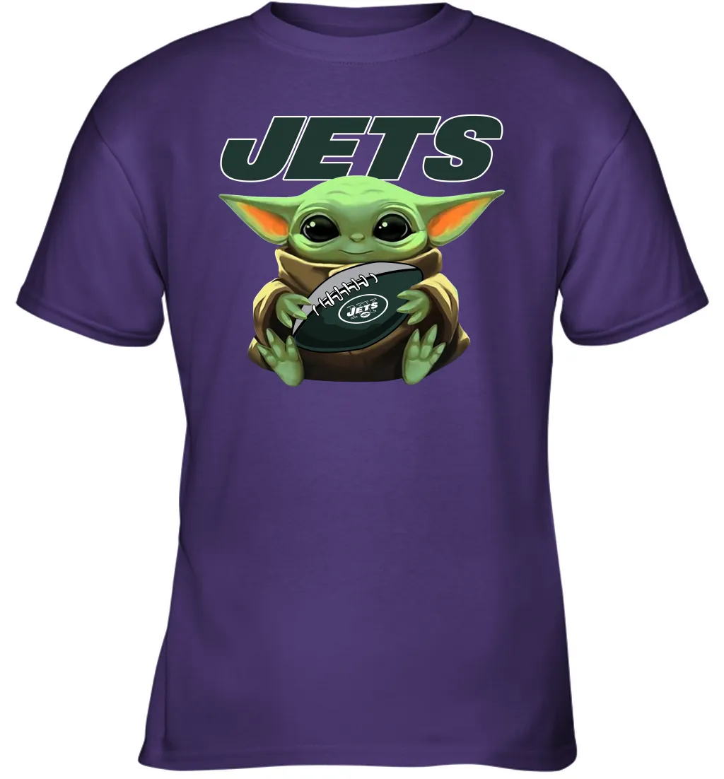 Baby Yoda Loves The New York Jets Star Wars Baby Yoda Hugs Jets NFL Youth T-Shirt