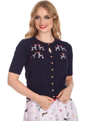 Banned Kissing Poodles 40's Cardigan Navy Blue