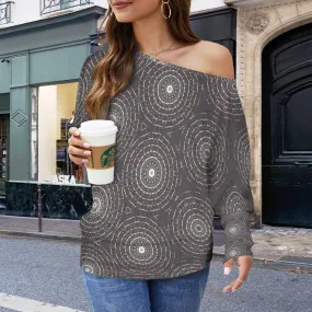 Batwing Long Sleeve Sweater Art Deco Gray Tile