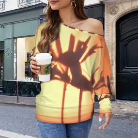 Batwing Long Sleeve Sweater Asters at Sunset