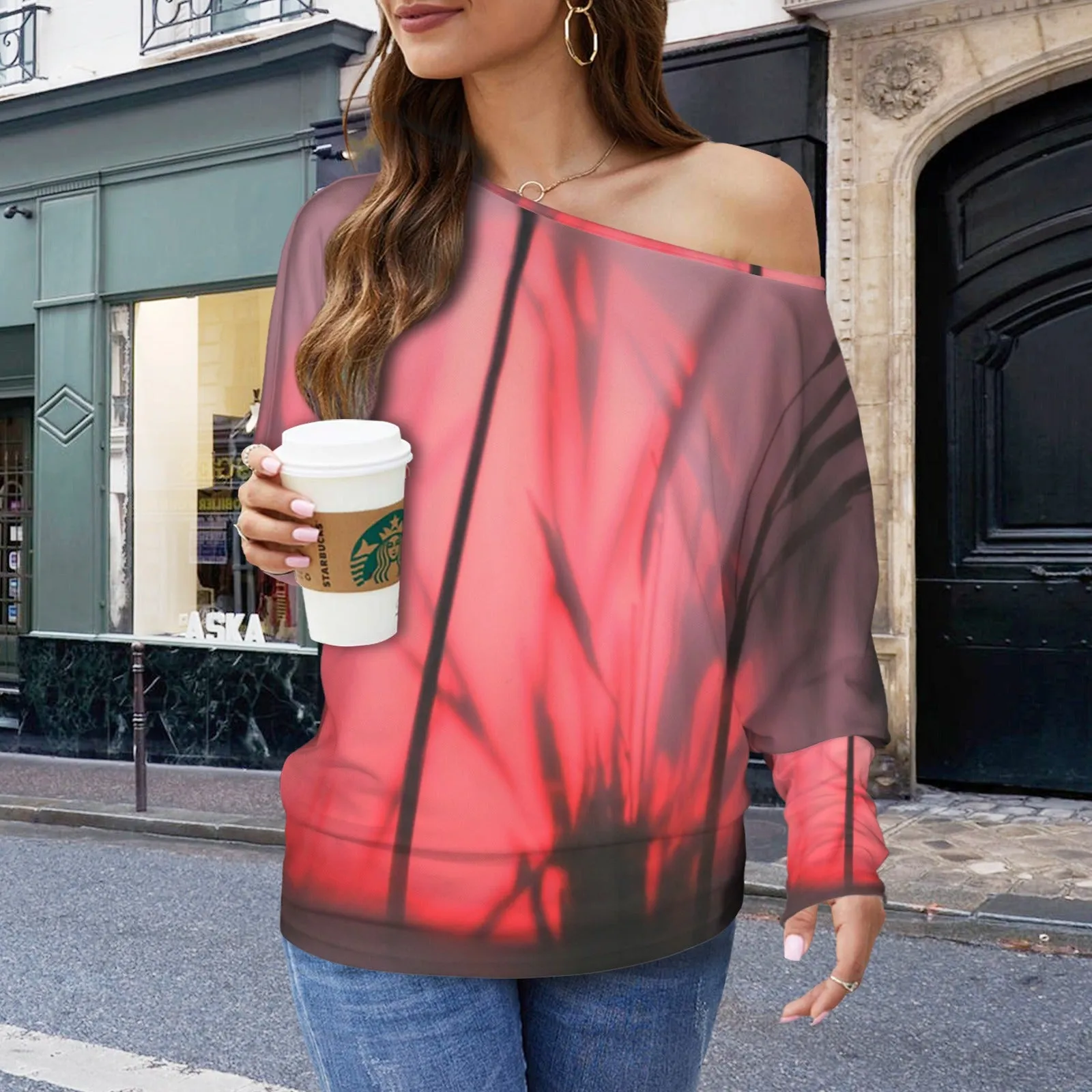 Batwing Long Sleeve Sweater Milkweed Sunset