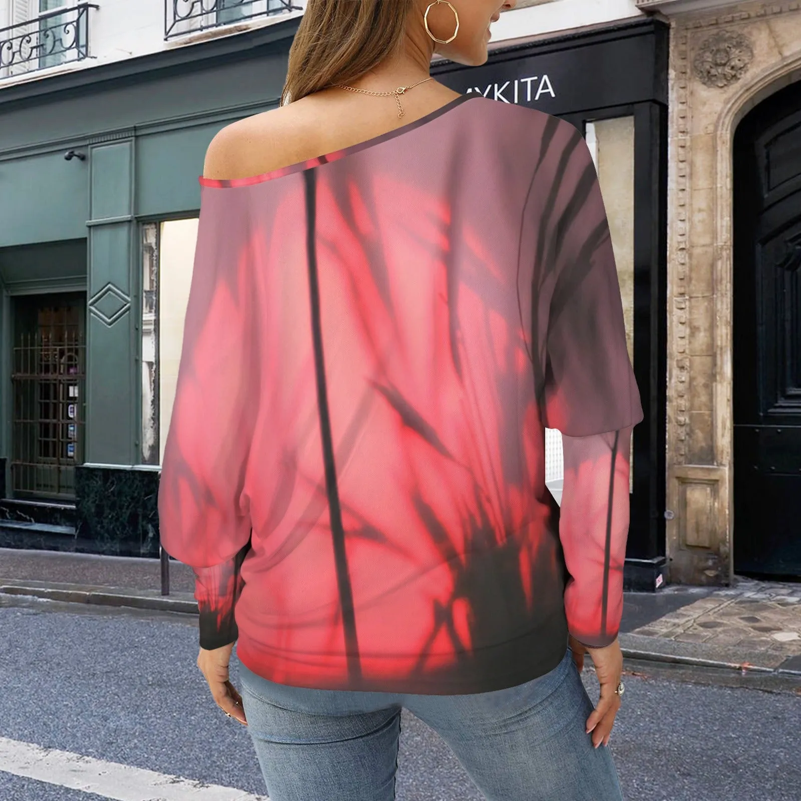 Batwing Long Sleeve Sweater Milkweed Sunset