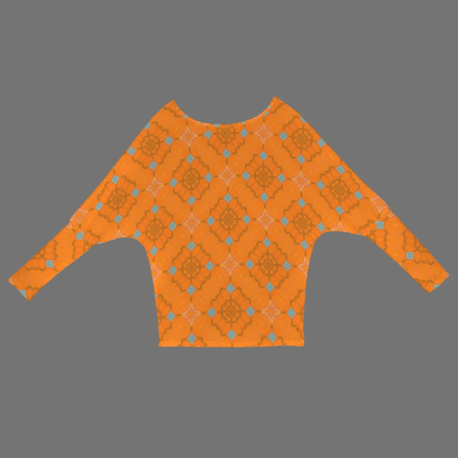 Batwing Long Sleeve Sweater Orange and Blue Butterfly