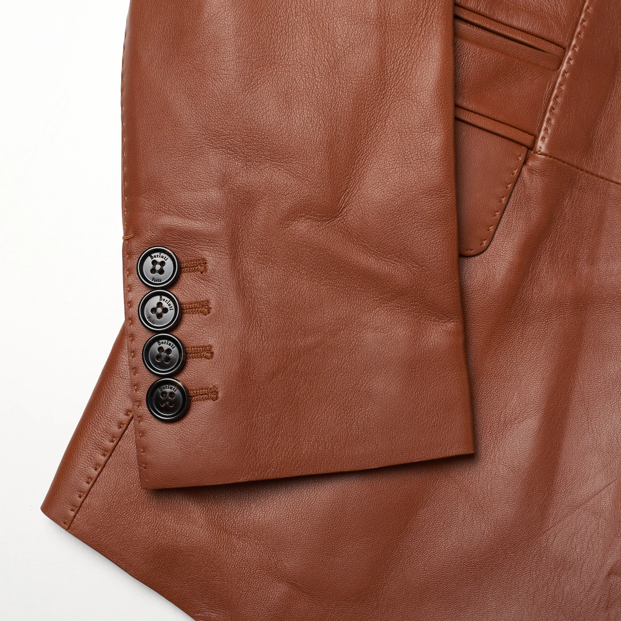 BERLUTI Paris Brown Lambskin Leather 1 Button Unlined Jacket EU 50 NEW US 40