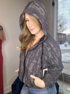Black Print Hooded Jacket