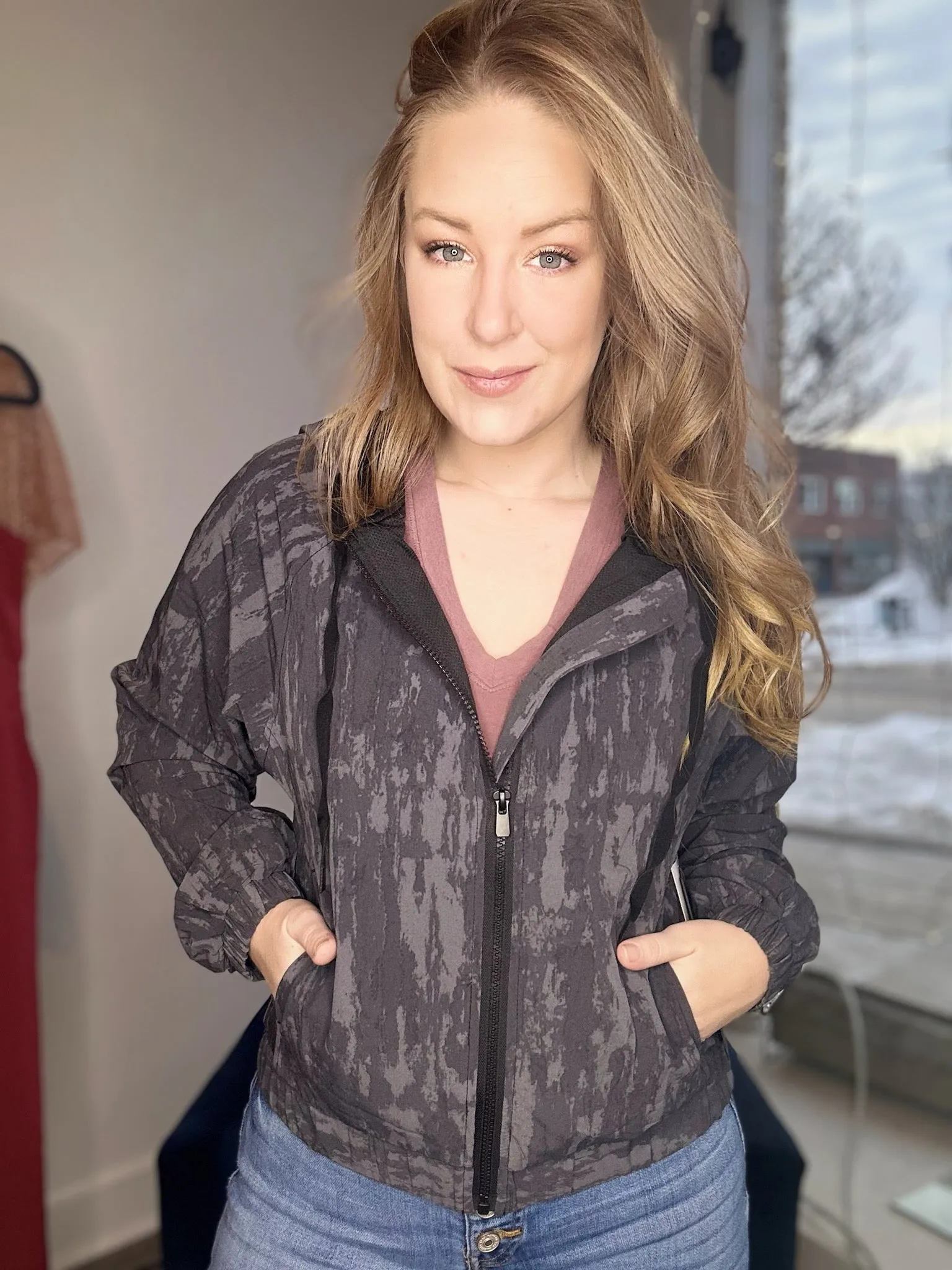 Black Print Hooded Jacket
