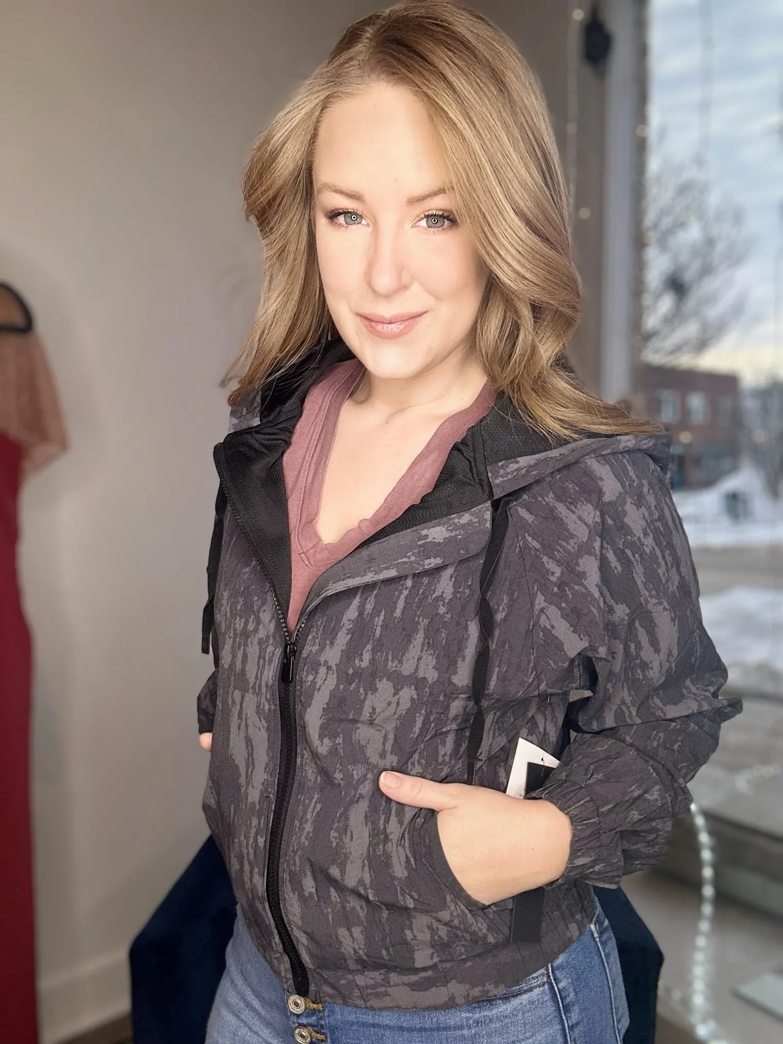 Black Print Hooded Jacket