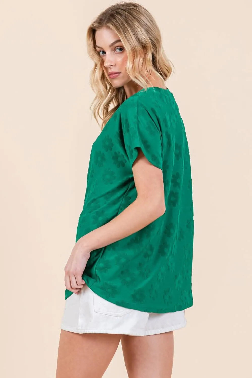 BOMBOM floral texture tee, short sleeve