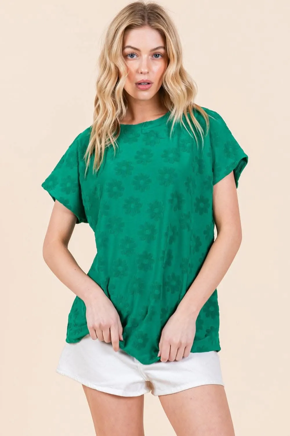 BOMBOM floral texture tee, short sleeve