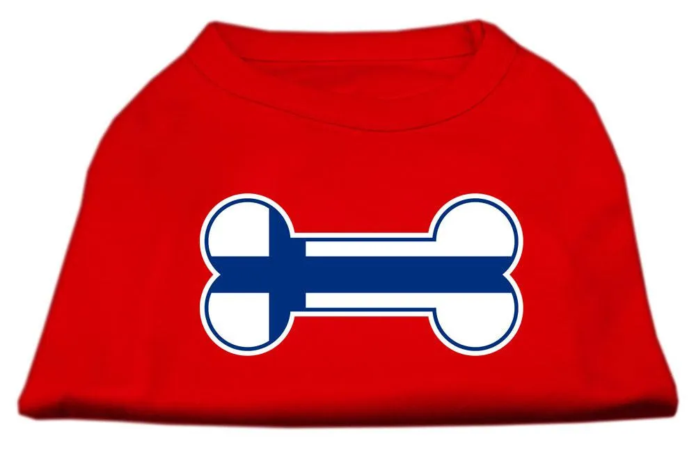 Bone Shaped Finland Flag Screen Print Shirts Red L (14)