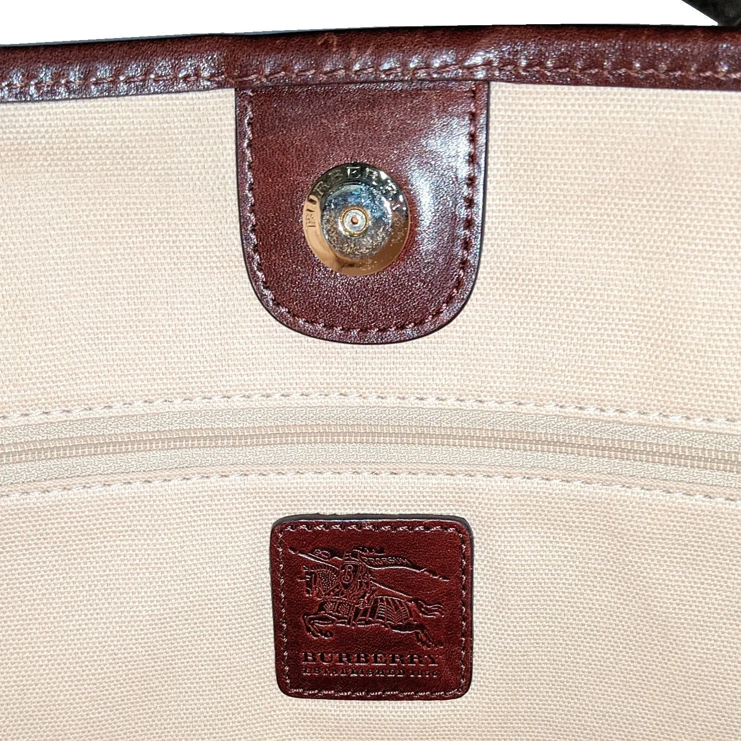 Burberry Canvas Purple Check Print Tote