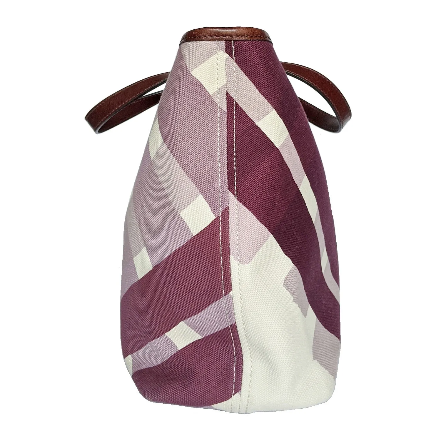 Burberry Canvas Purple Check Print Tote