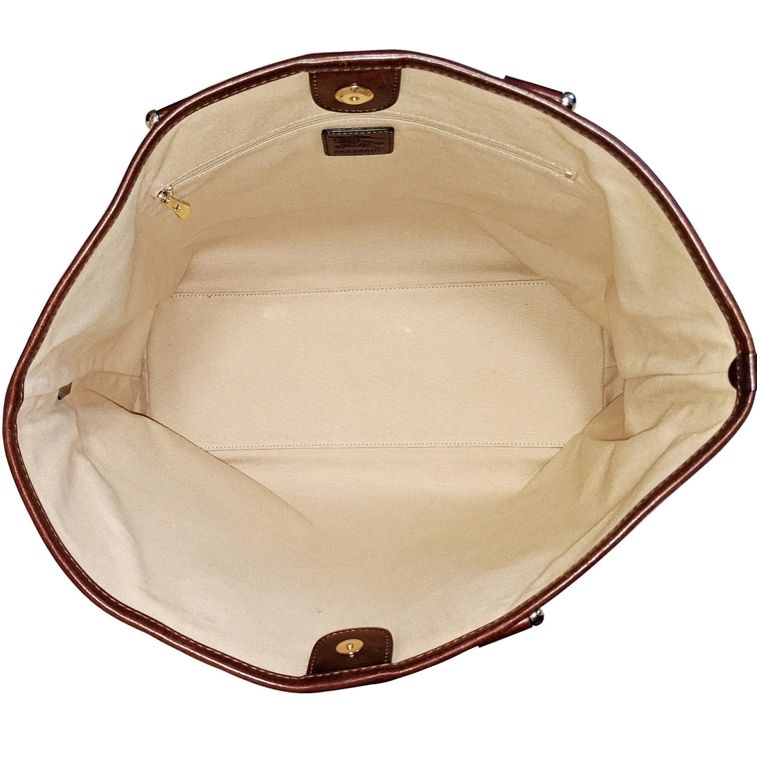 Burberry Canvas Purple Check Print Tote