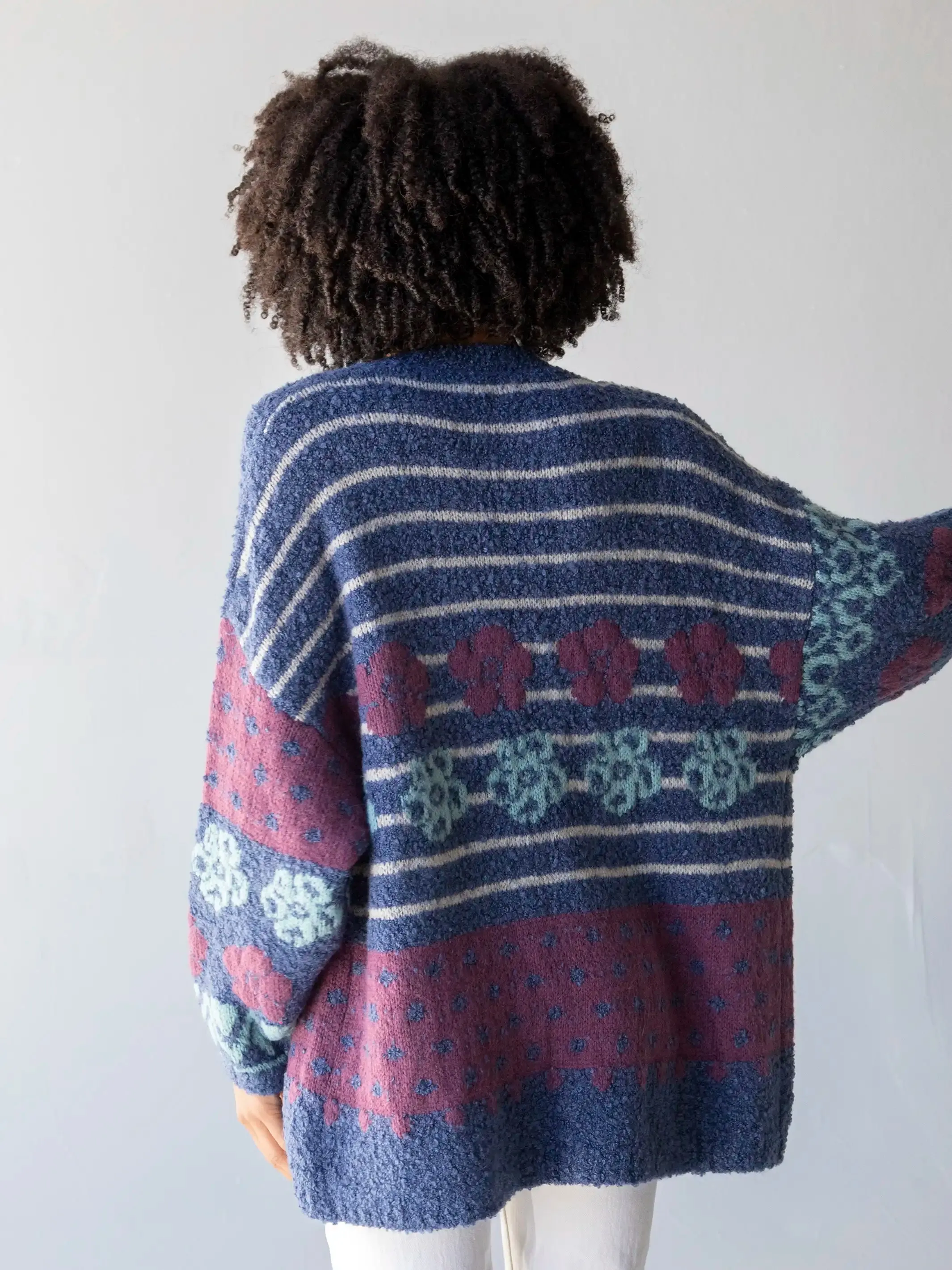 Calla Jacquard Cardigan Sweater - Indigo