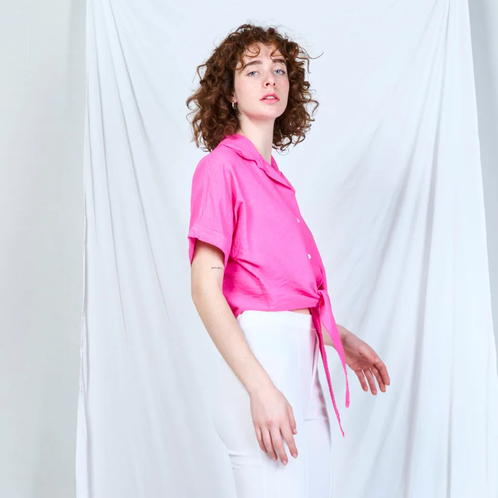 Chic tie-front blouse with casual elegance wholesale
