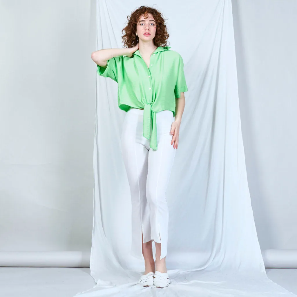 Chic tie-front blouse with casual elegance wholesale