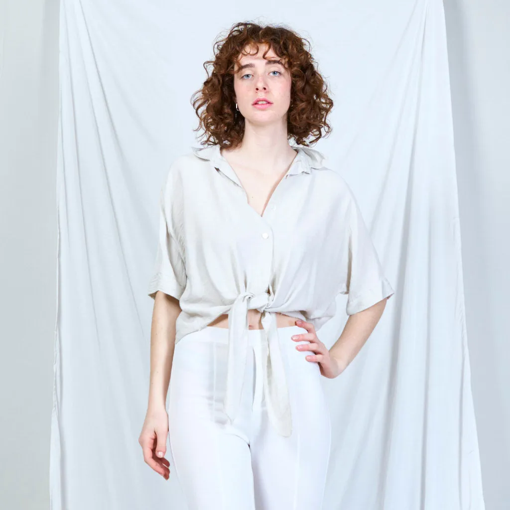 Chic tie-front blouse with casual elegance wholesale