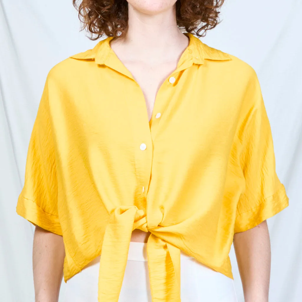Chic tie-front blouse with casual elegance wholesale