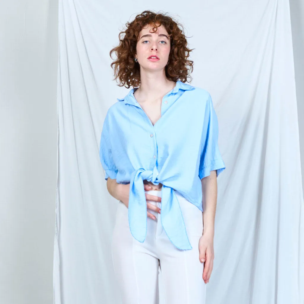 Chic tie-front blouse with casual elegance wholesale