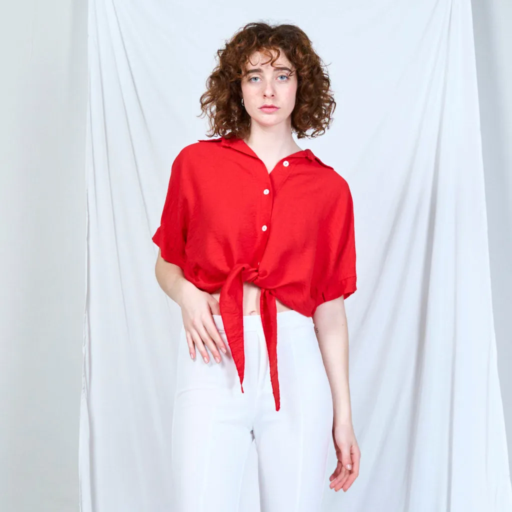 Chic tie-front blouse with casual elegance wholesale