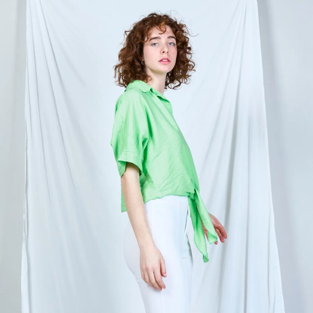 Chic tie-front blouse with casual elegance wholesale
