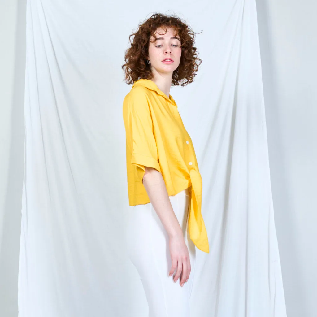 Chic tie-front blouse with casual elegance wholesale
