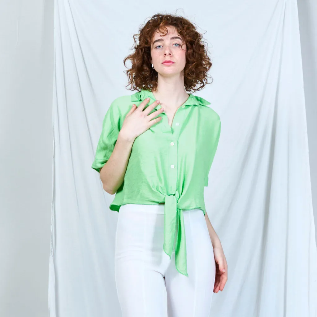 Chic tie-front blouse with casual elegance wholesale