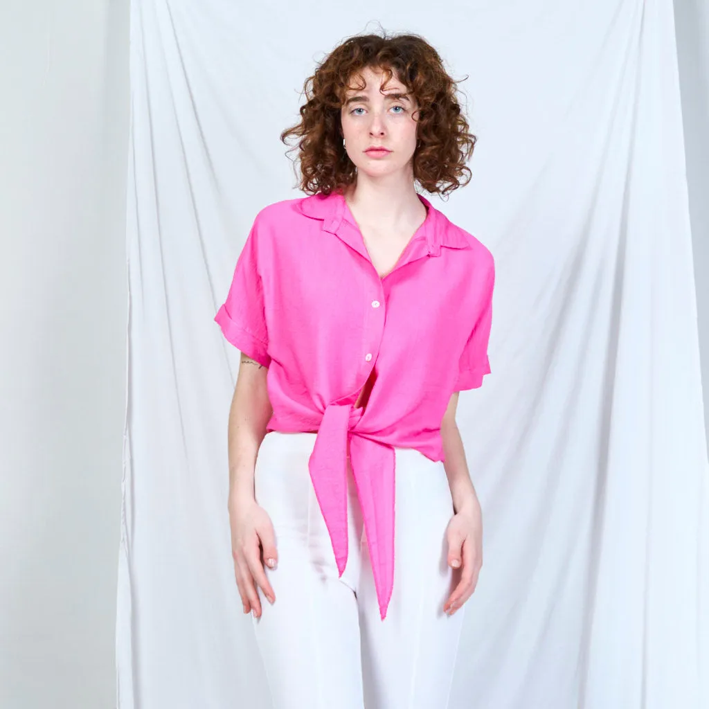 Chic tie-front blouse with casual elegance wholesale