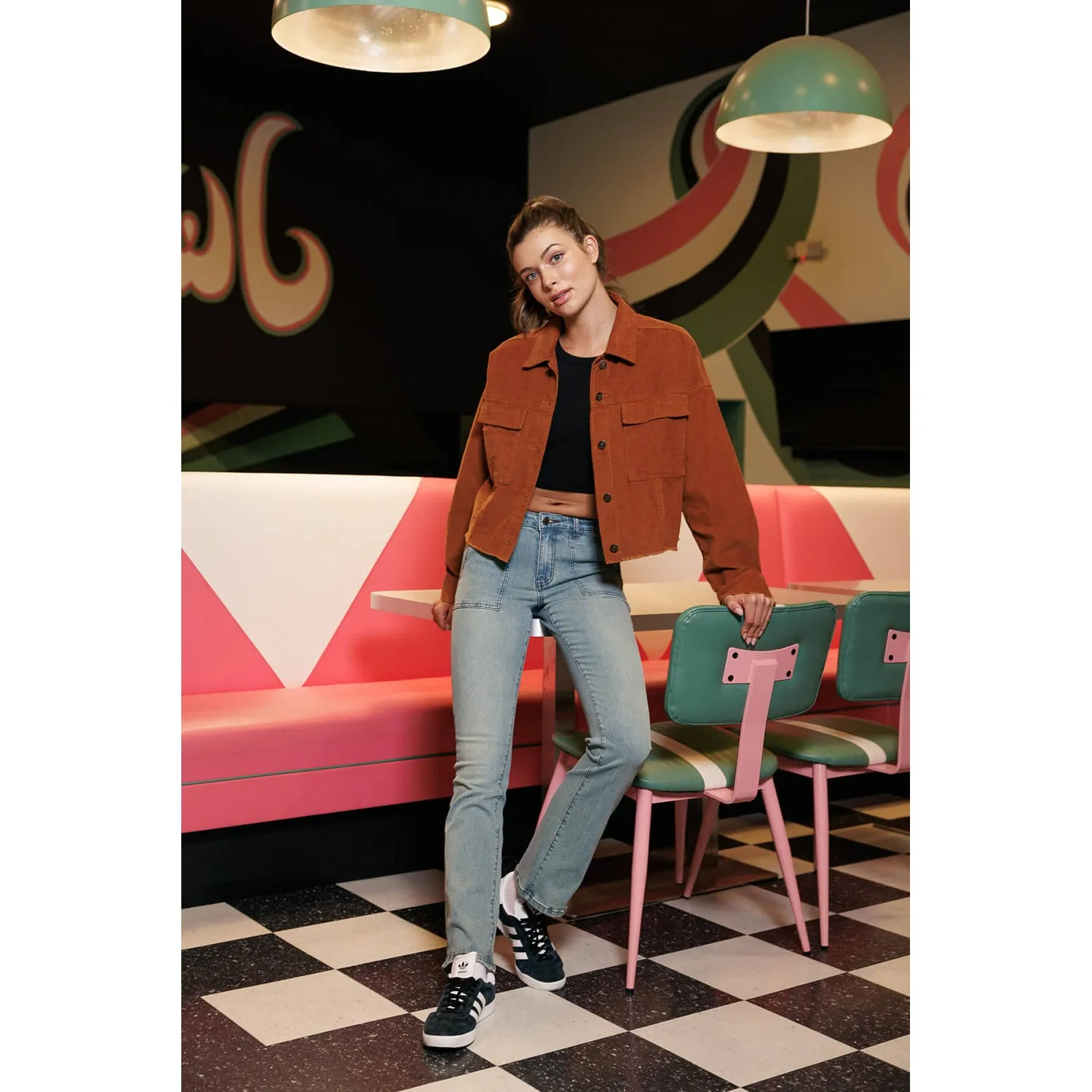Corduroy Crop Sharket - Toffee