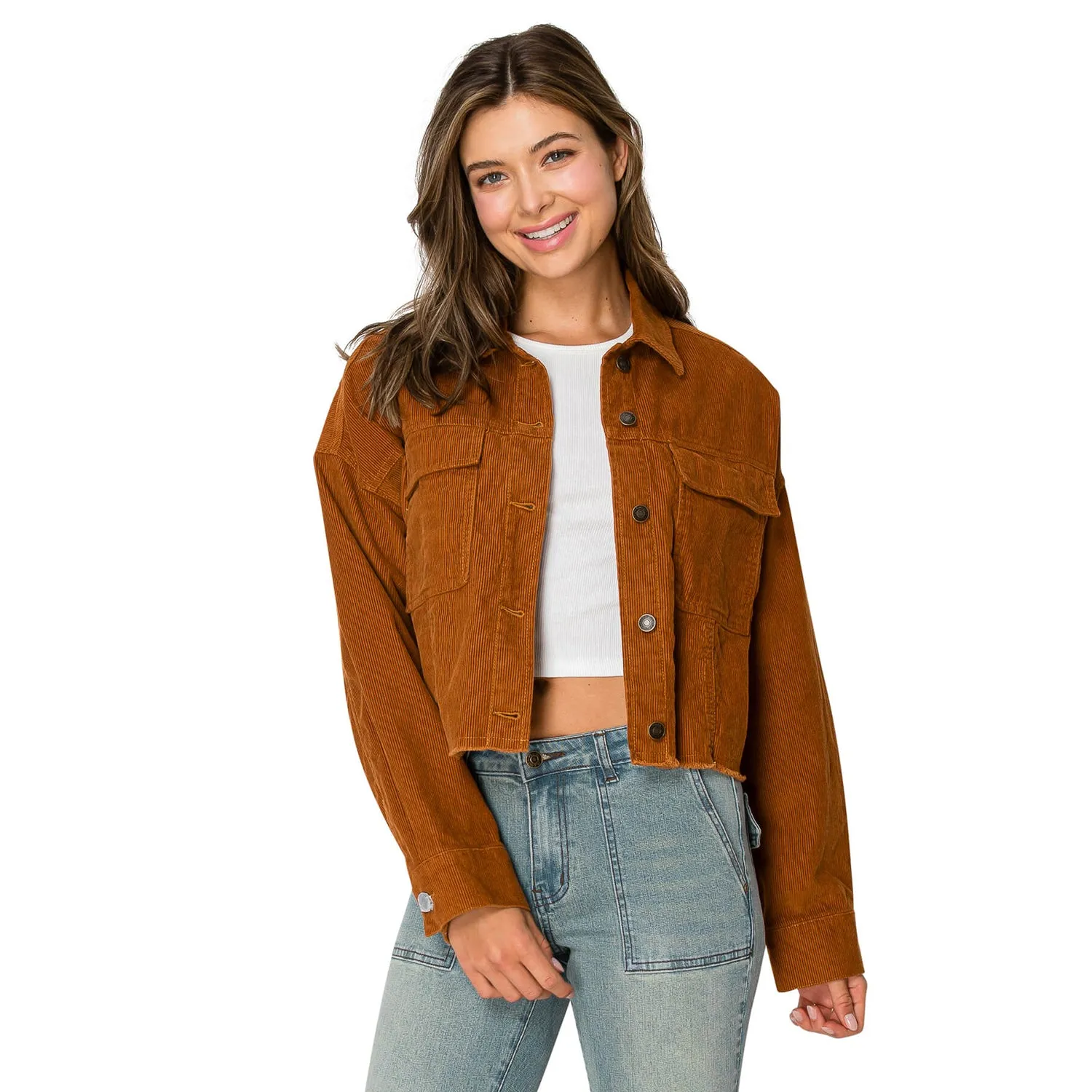 Corduroy Crop Sharket - Toffee