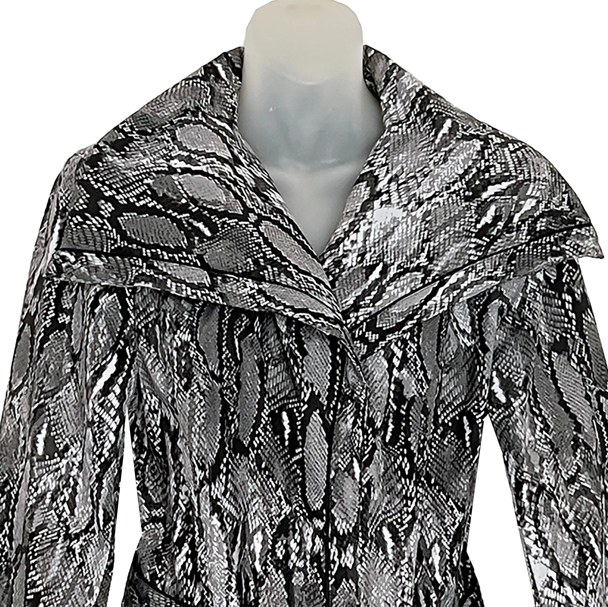 Dennis by Dennis Basso Reptile Snakeskin Belted Trench Coat - Small