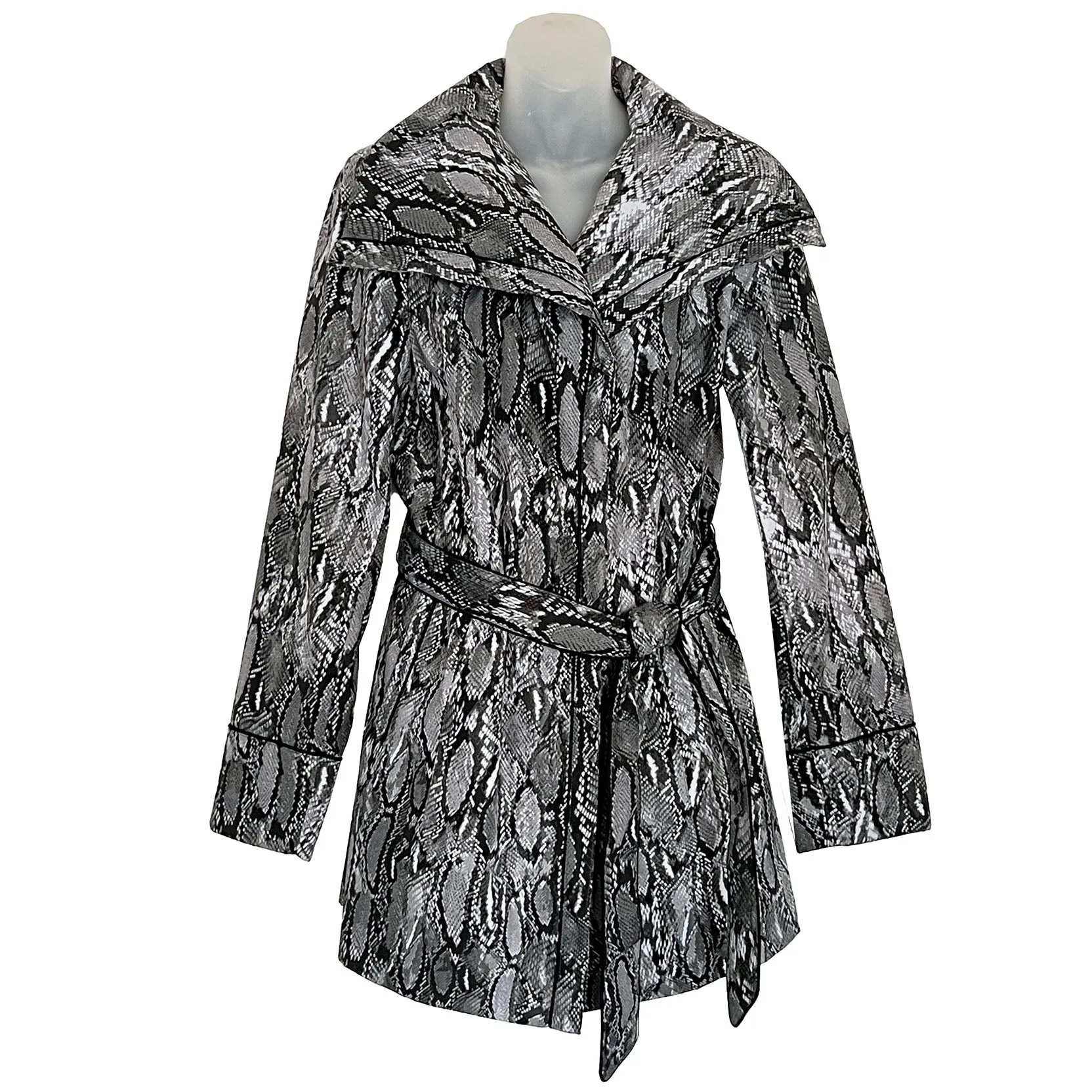 Dennis by Dennis Basso Reptile Snakeskin Belted Trench Coat - Small