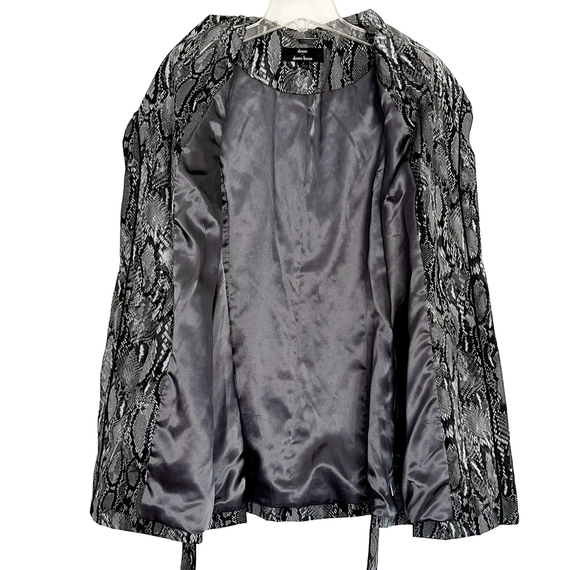 Dennis by Dennis Basso Reptile Snakeskin Belted Trench Coat - Small