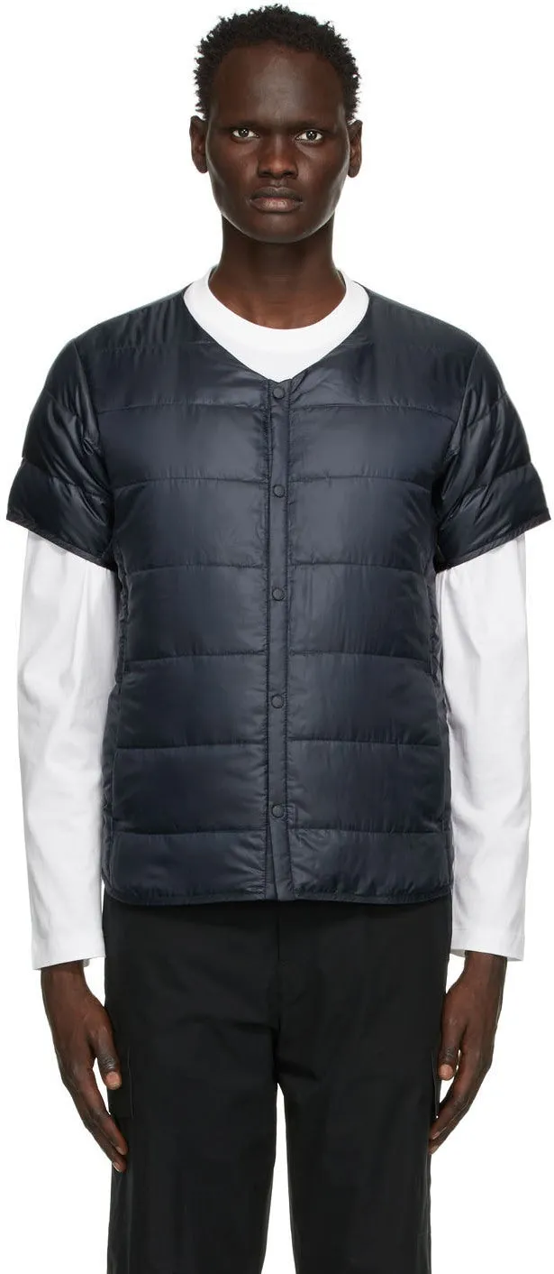 Descente Allterrain Navy Down Quilted Short Sleeve Shirt